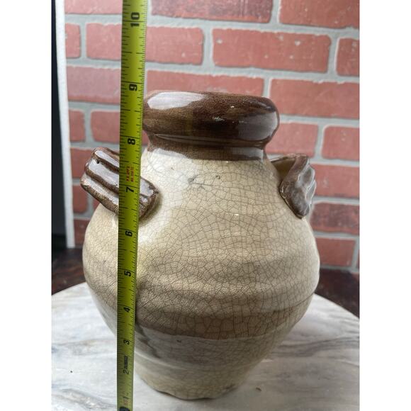 Vintage Crackle Glaze Grape Cluster Pottery Vase Jug Rustic Farmhouse 9.5" - Picture 2 of 8